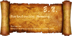 Barbulovics Nemere névjegykártya